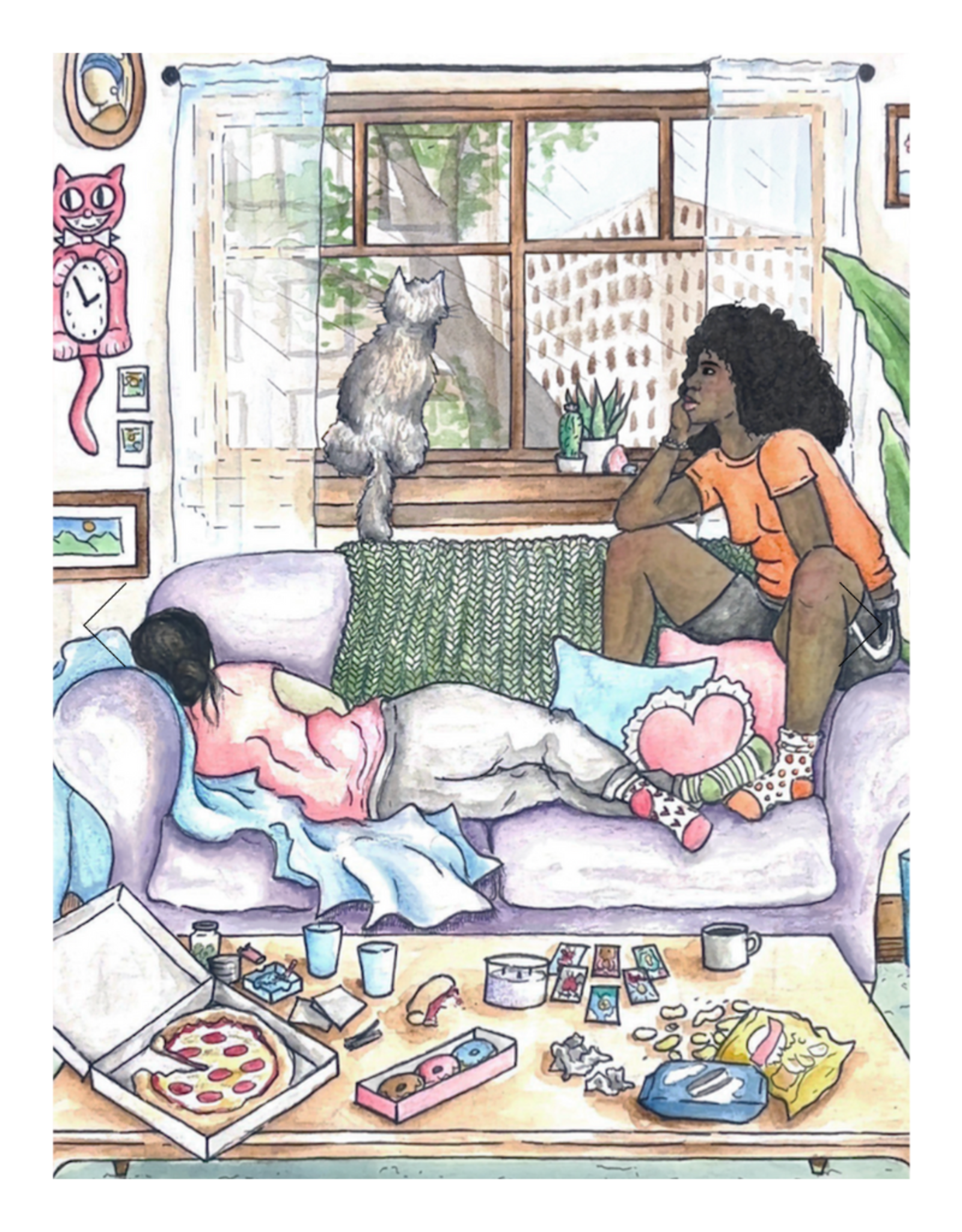 Couch Girls Print by Aine Schuh