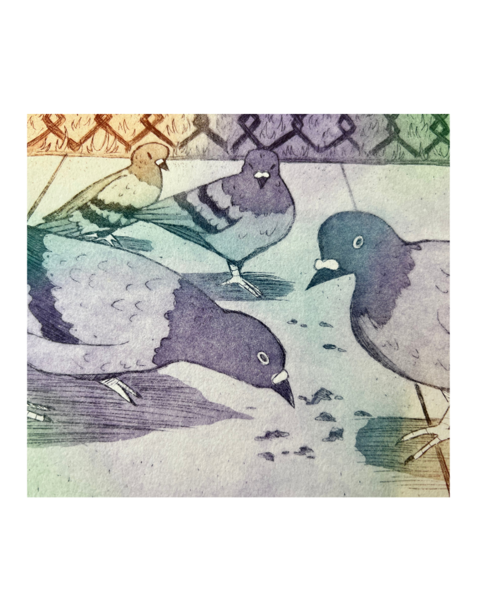 "Lunch Rush" multicolor intaglio print by span.gela