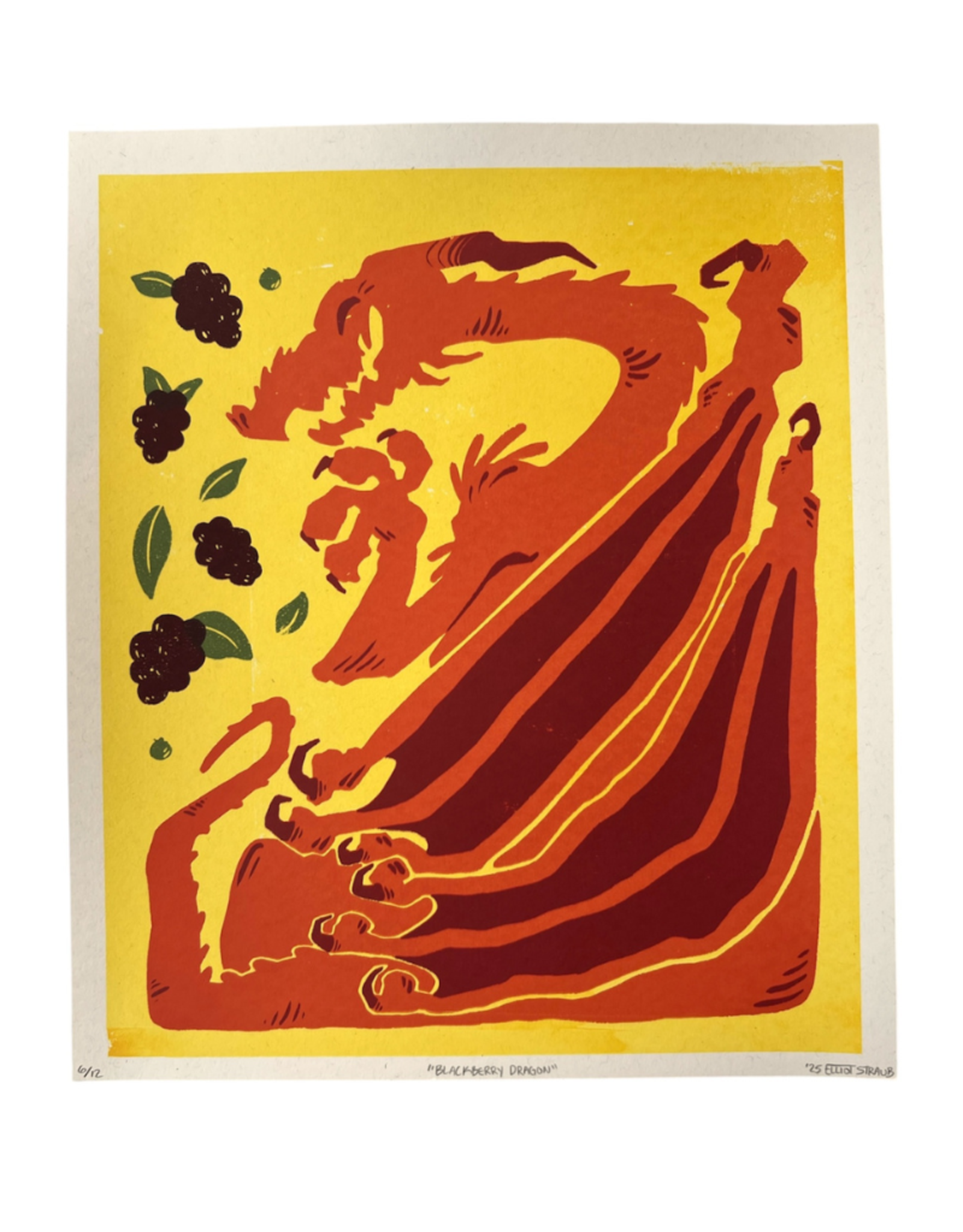 Blackberry Dragon screen print by Sharkkstudio