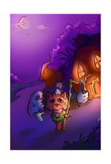 Jack O'Kitty and Ghost Fishy Adventure print by banhjanuko