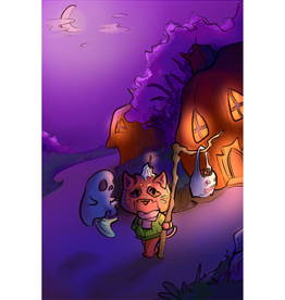 Jack O'Kitty and Ghost Fishy Adventure print by banhjanuko