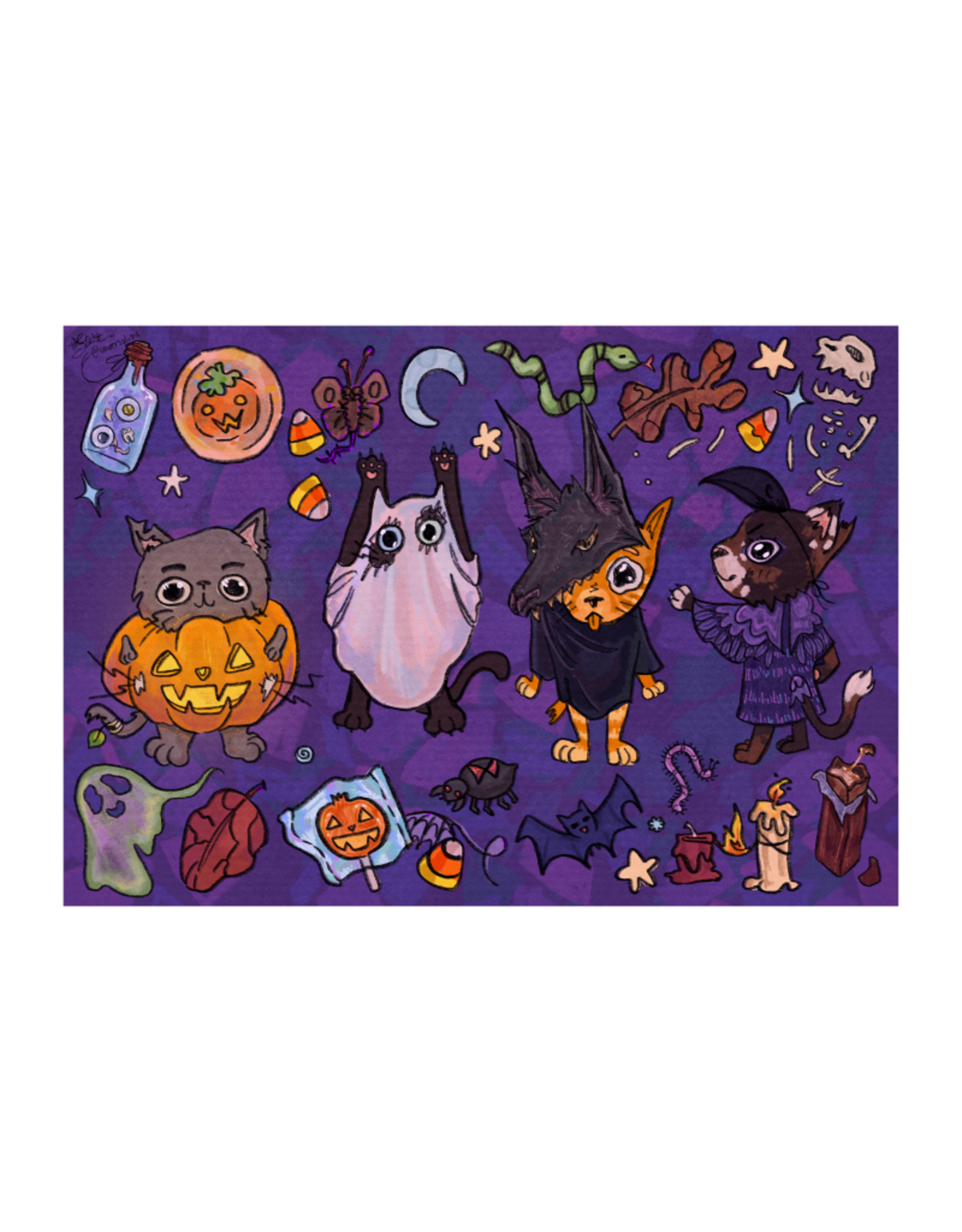 Chloe Romero Purrfect Pals mini print by Chloe Romero