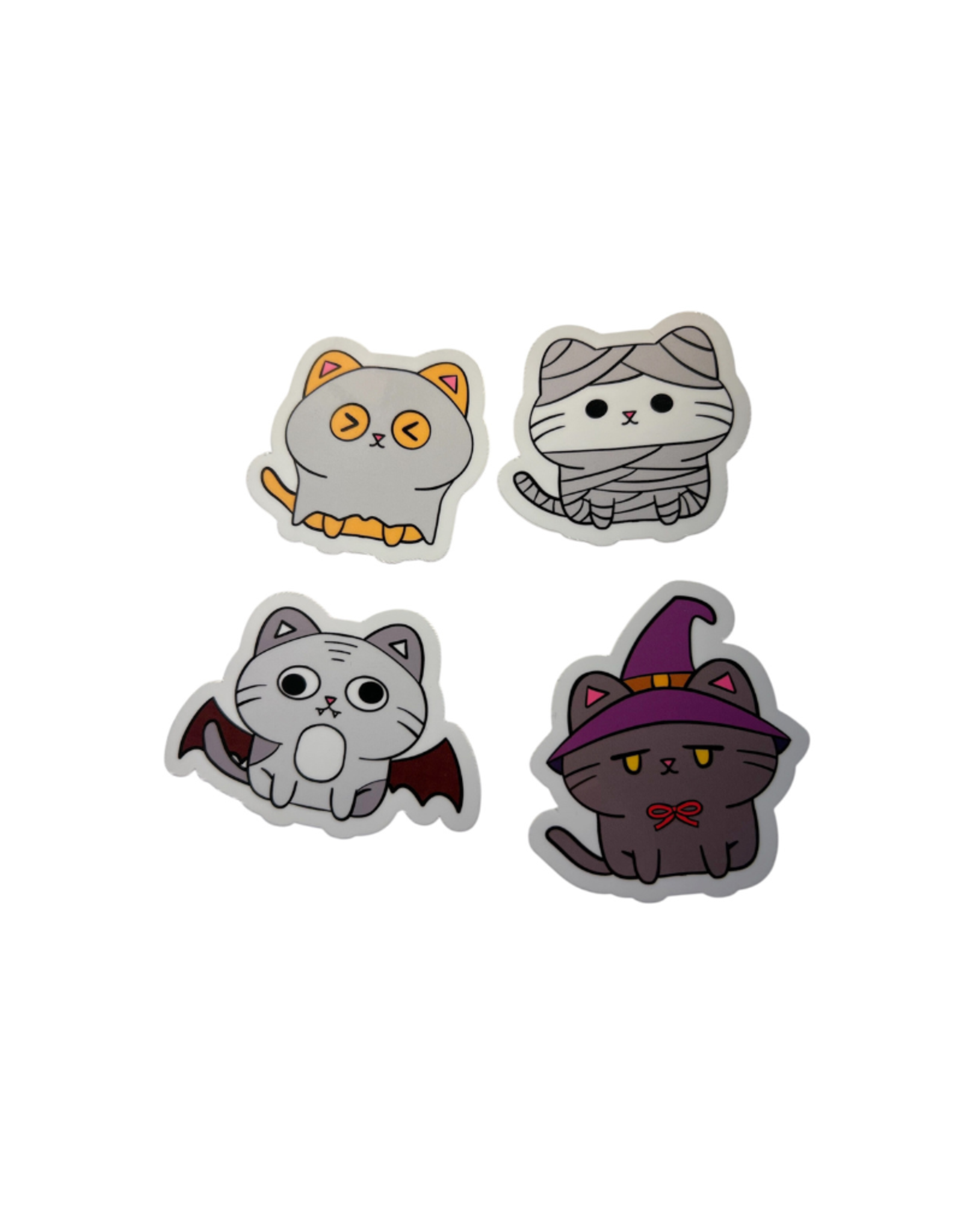 Set of 4 Halloween Cat Stickers by Cindy Ma