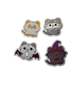 Set of 4 Halloween Cat Stickers by Cindy Ma