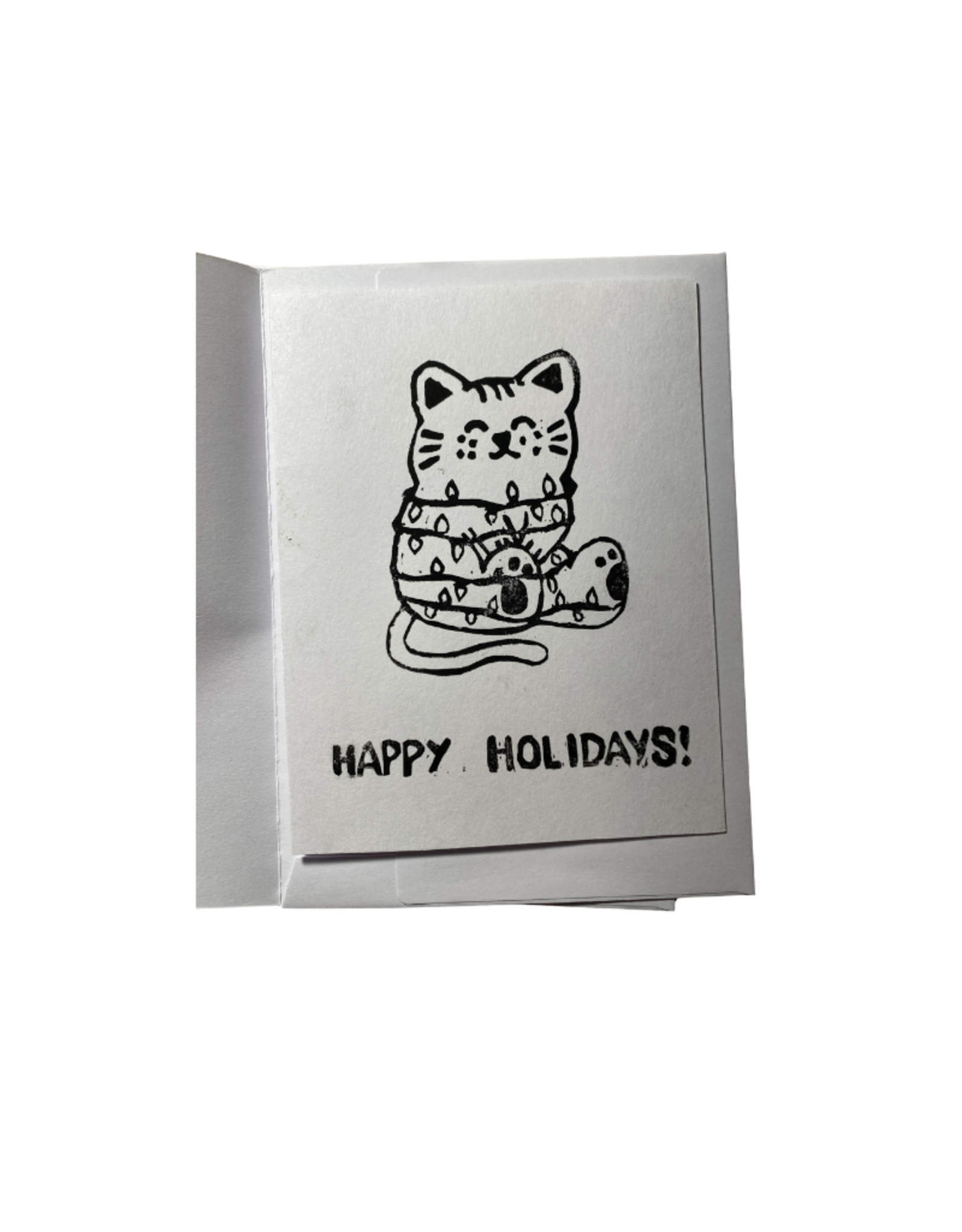 Cat in Lights card by Abby Ryan