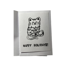Cat in Lights card by Abby Ryan