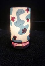 Untitled silkscreen lampshade and lamp by Carley Brown