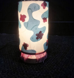 Untitled silkscreen lampshade and lamp by Carley Brown