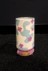 Untitled silkscreen lampshade and lamp by Carley Brown