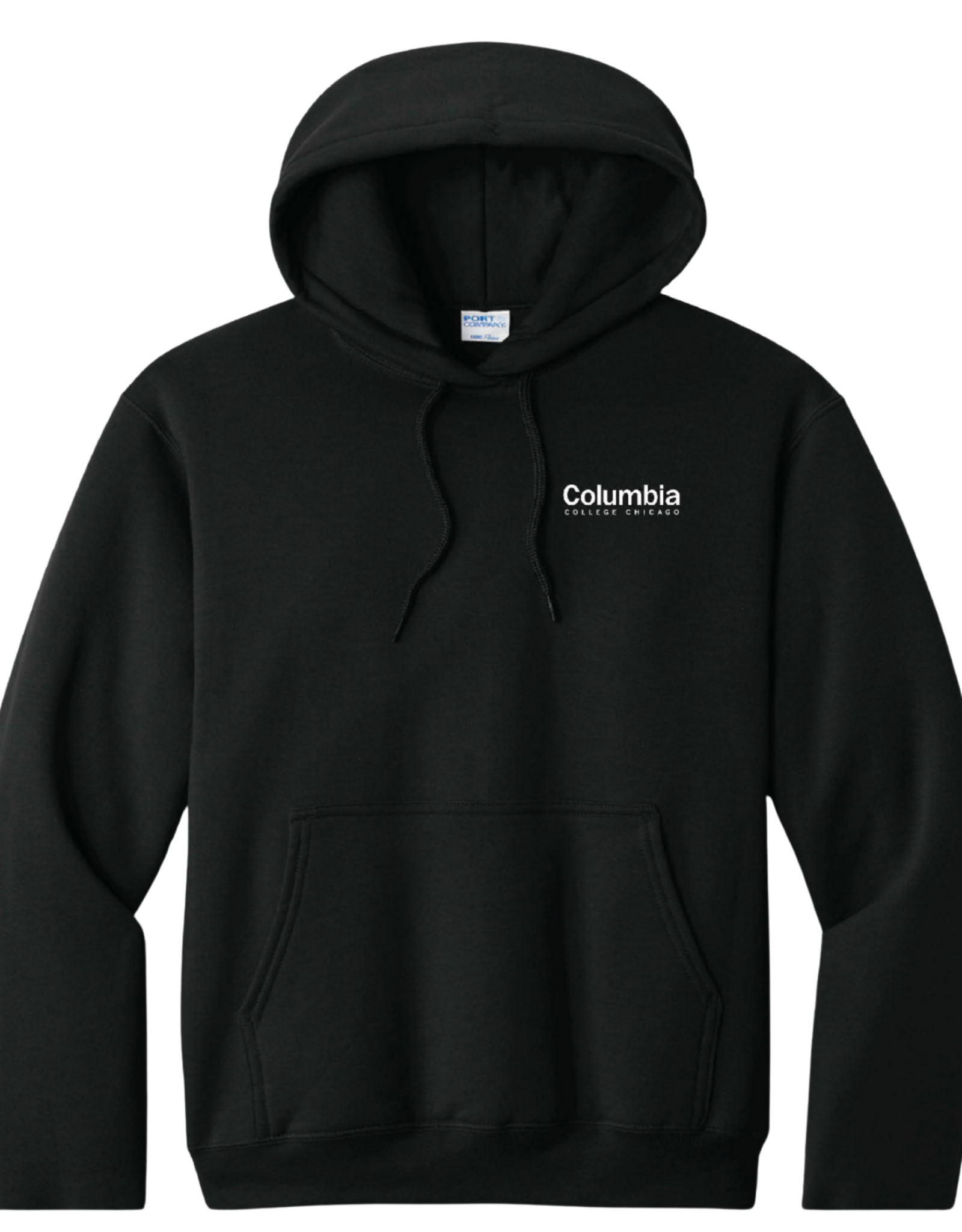 Manifest Columbia Logo Hooded Sweatshirt in Jet Black, Design by Sara-Beth Ramsey