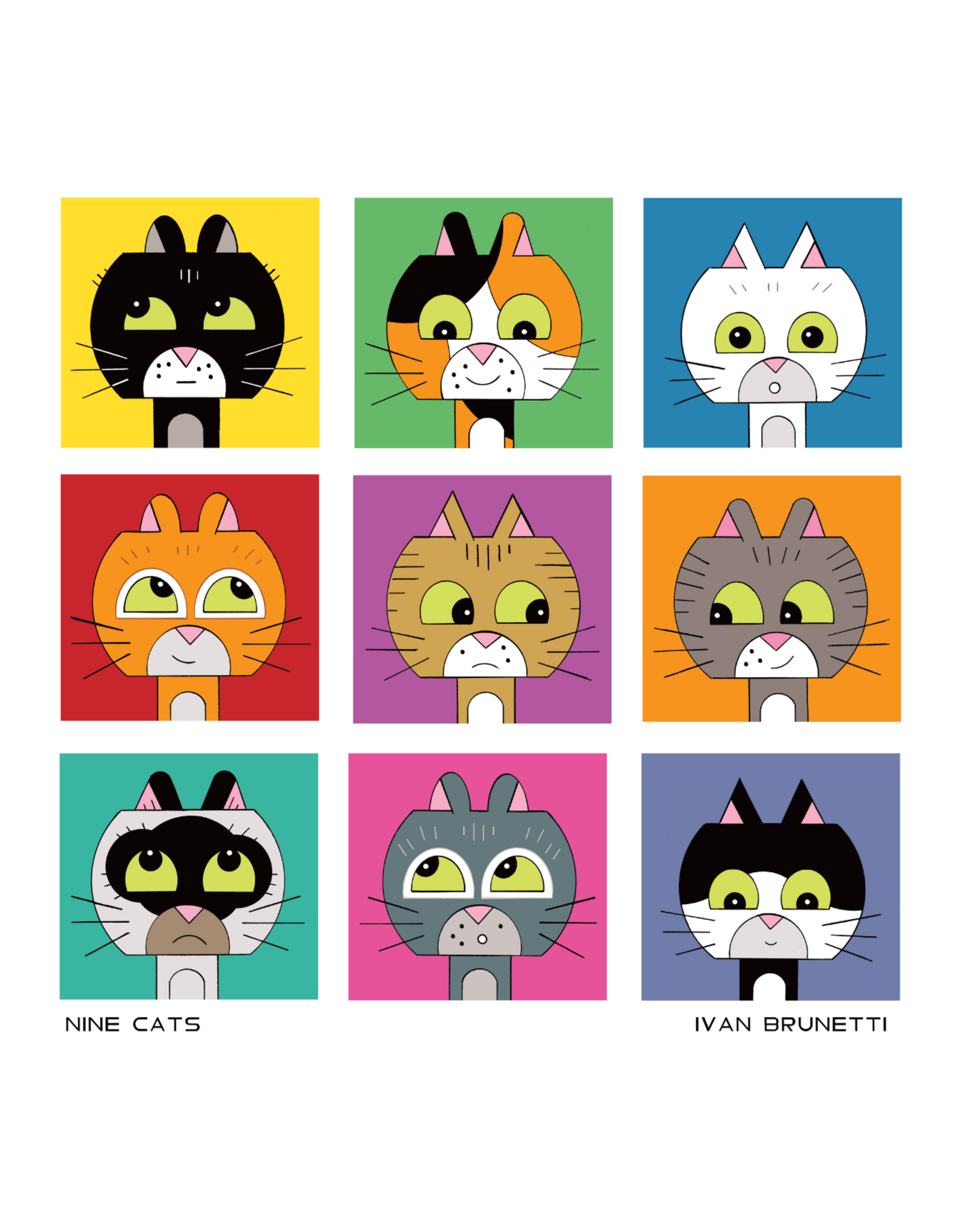Ivan Brunetti Nine Cats print by Ivan Brunetti