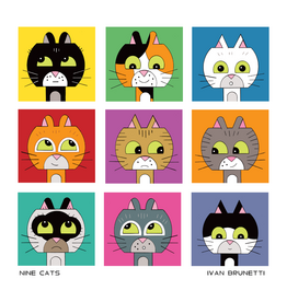 Ivan Brunetti Nine Cats print by Ivan Brunetti