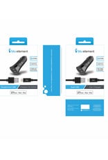 Blu Element Chargeur de voiture USB 3.4A avec Lightning câble - Noir