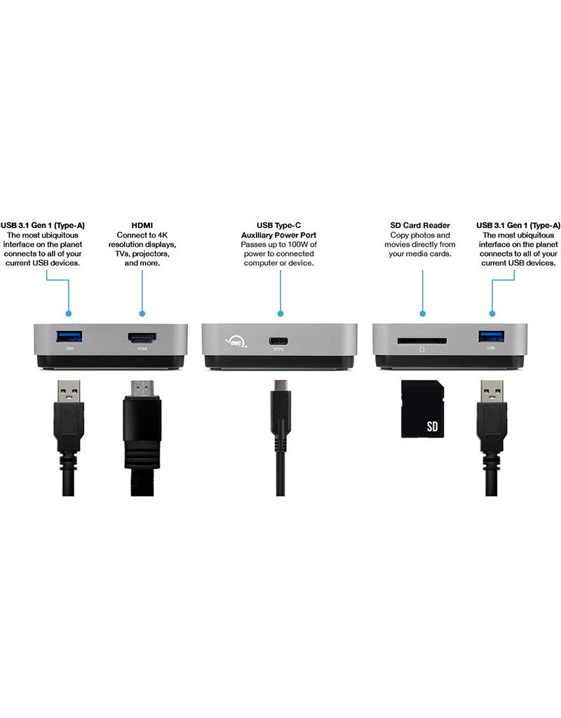 OWC Station d'accueil de voyage OWC USB-C - Gris cosmique