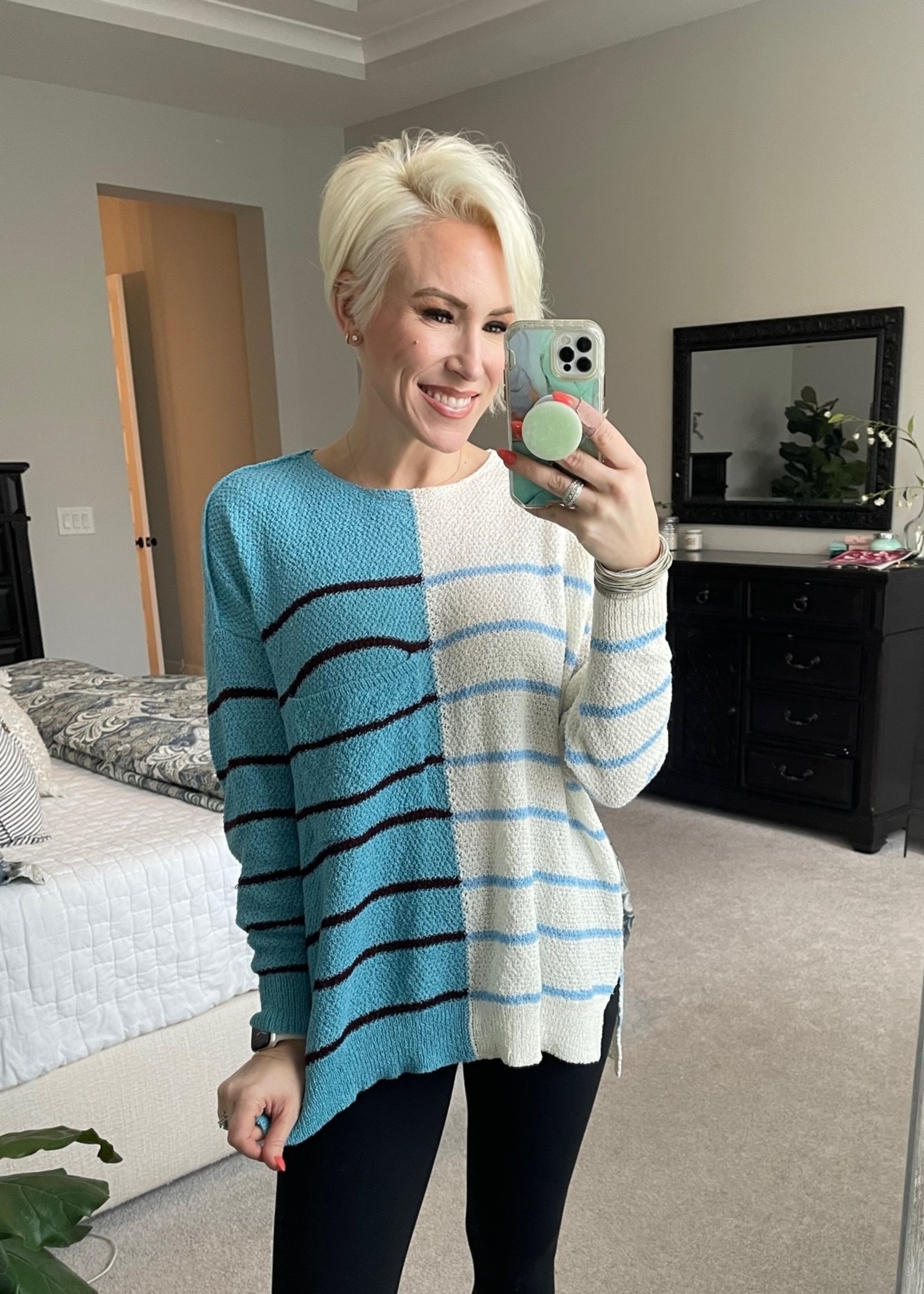 Threadzz Two Tone Striped Sweater