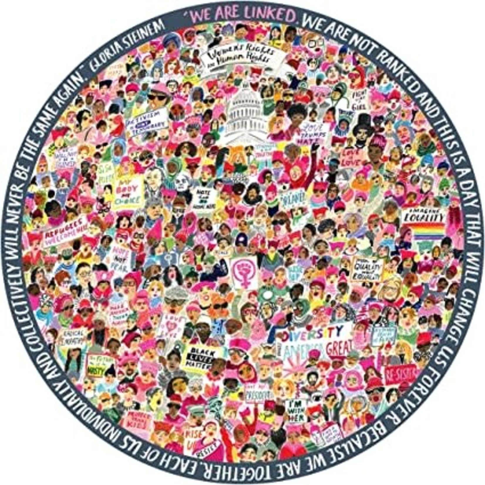 Eeboo Women March! 500-Piece Round Jigsaw Puzzle