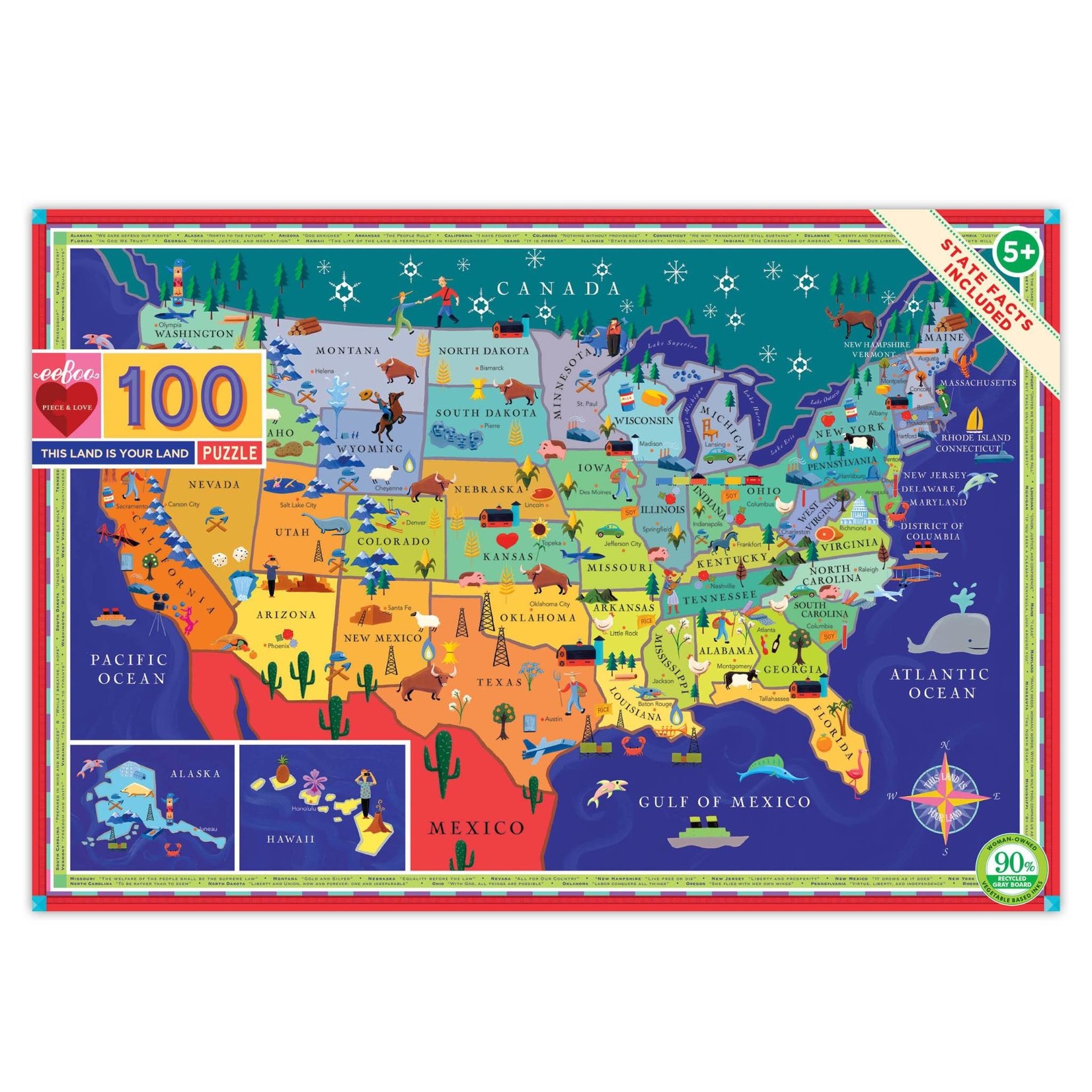 Eeboo This Land is Your Land, 100-Piece Jigsaw Puzzle