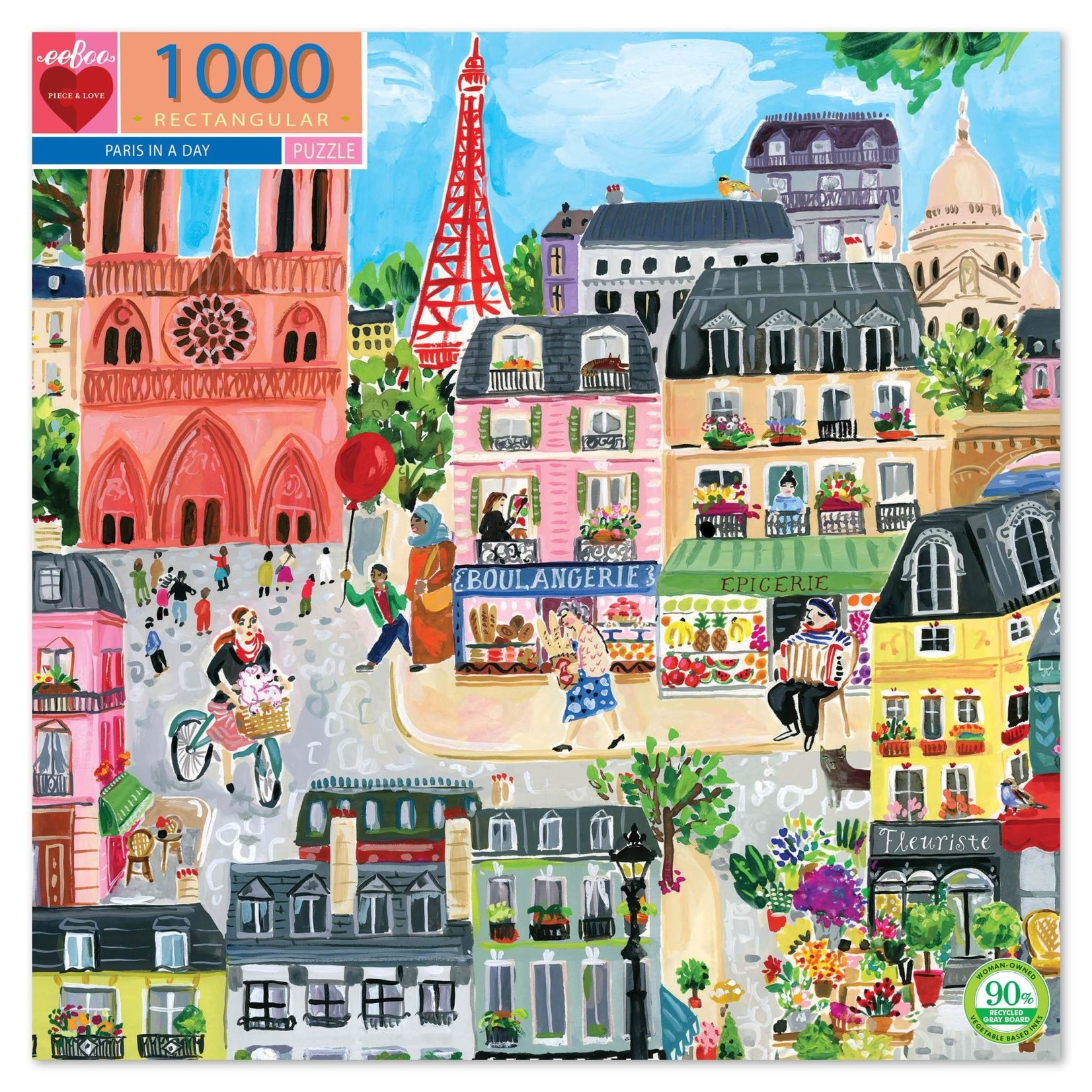 Eeboo Paris in a Day, 1000-Piece Jigsaw Puzzle