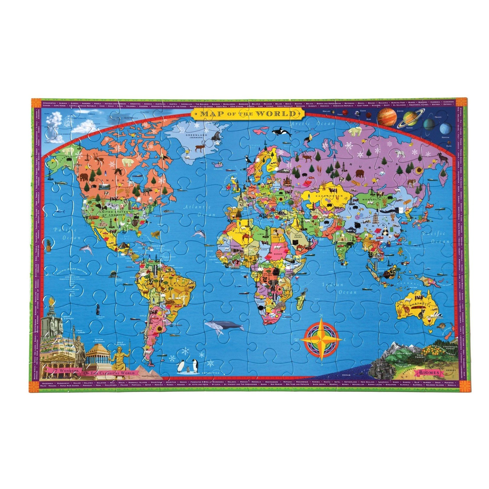 Eeboo World Map, 100-Piece Jigsaw Puzzle