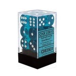 Chessex 12-Piece Dice Set: Translucent Teal with White Pips (16mm, D6s Only)