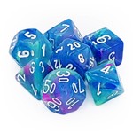 Chessex 7-Piece Dice Set: Festive Waterlily with White Numbers