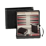 Wood Expressions Backgammon 9" Black Magnetic Suede Case