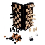 John Hansen 8-Inch Magnetic Wooden Game Set (Chess, Checkers, Backgammon)