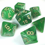 Chessex 7-Piece Dice Set: Vortex Green with Gold Numbers