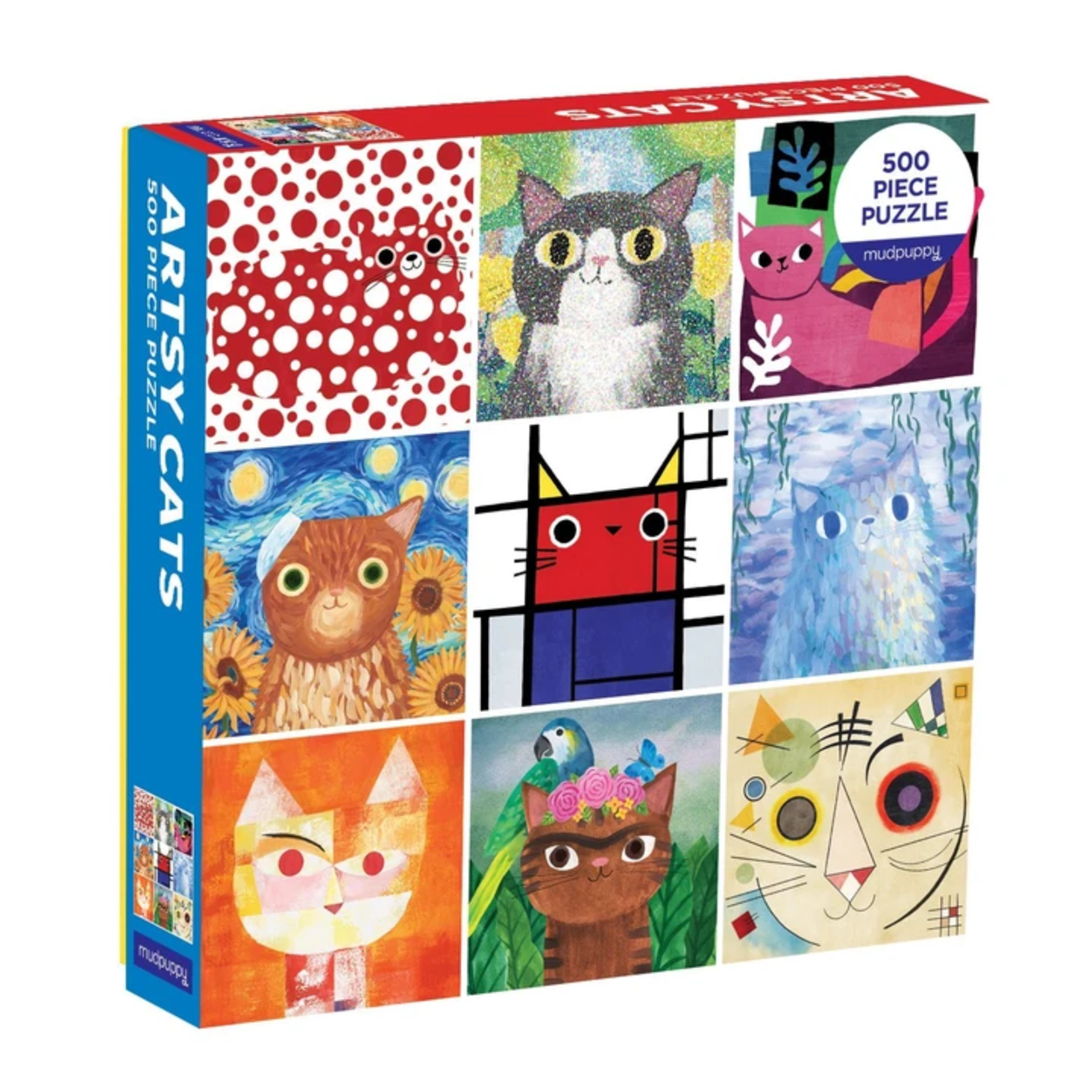 Mudpuppy Artsy Cats puzzle by Angie Rozelaar 500 - Piece Jigsaw Puzzle