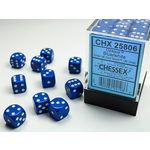 Chessex 36-Piece Dice Set: Opaque Blue with White Pips (12mm, D6s Only)