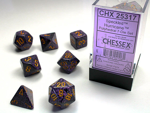 Chessex CHX 25317 Dice-Speckled: 7Pc Hurricane Set, Multicoloured Chessex CHX 25317 Dice-Speckled: 7Pc Hurricane Set, Multicoloured