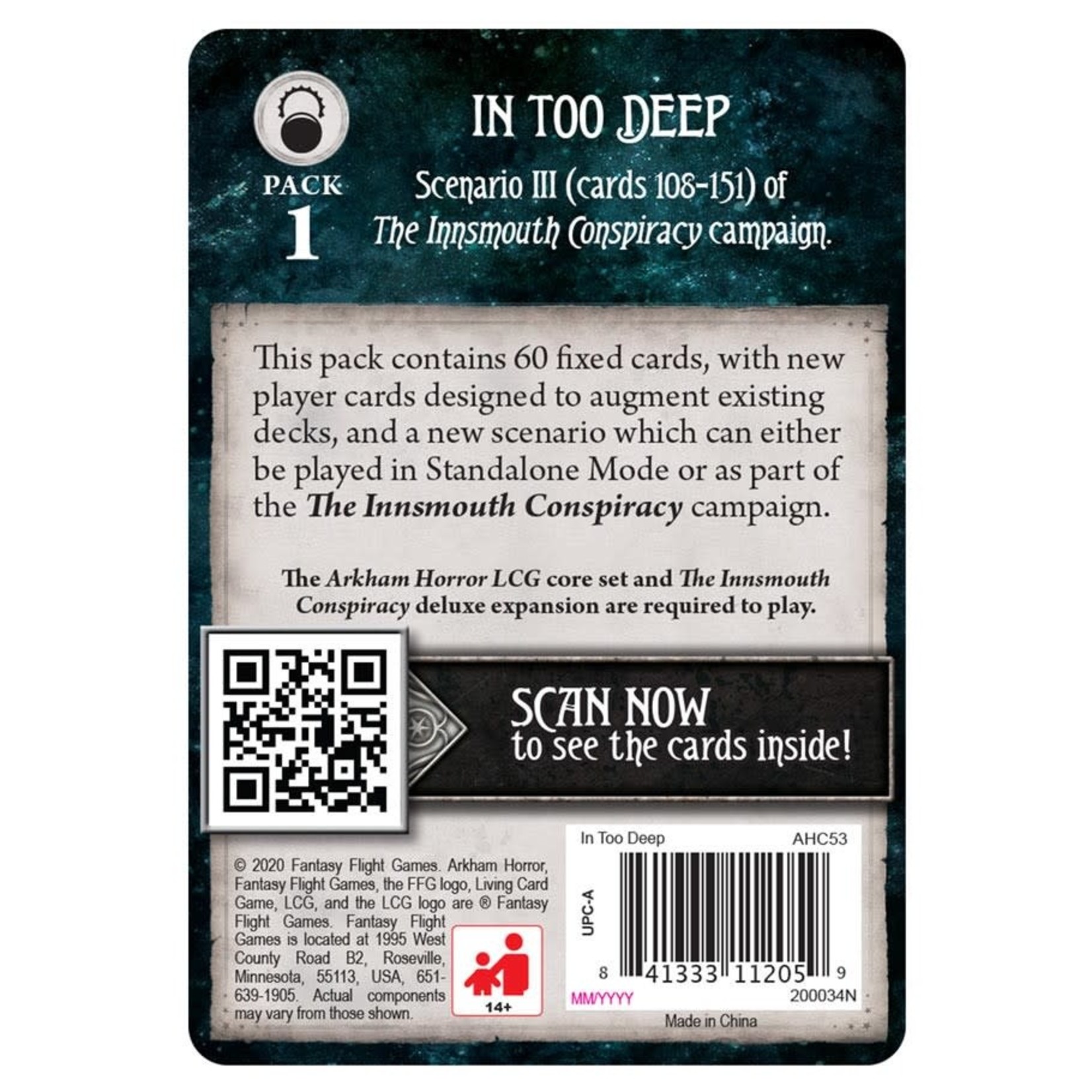 Fantasy Flight Games Arkham Horror LCG: In Too Deep, Mythos Pack (Expansion)