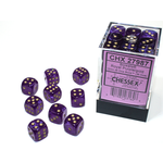 Chessex D6 Cube 12mm Borealis Luminary Royal Purple/Gold