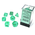 Chessex 7-Piece Dice Set: Borealis Luminary Light Green with Gold Numbers