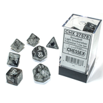 Chessex 7-Piece Dice Set: Borealis Luminary Light Smoke with Silver Numbers