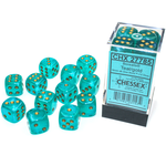 Chessex 12-Piece Dice Set: Borealis Luminary Teal with Gold Pips (16mm, D6s Only)