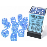 Chessex D6 Cube 16mm Borealis Luminary Sky Blue/White Pips