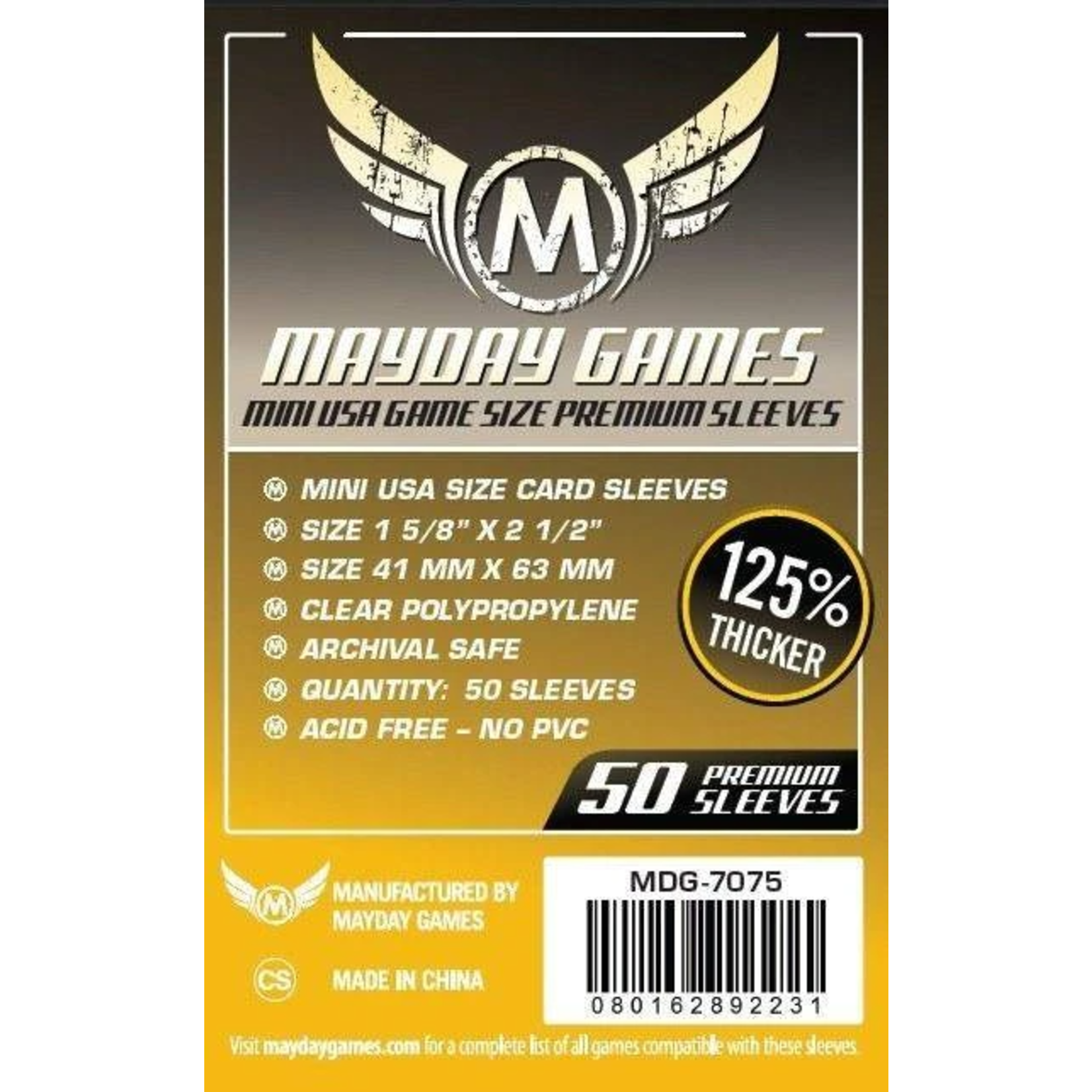 Mayday Games Inc. Card Sleeves: Premium, Mini-American (41x63mm, 50 Count)