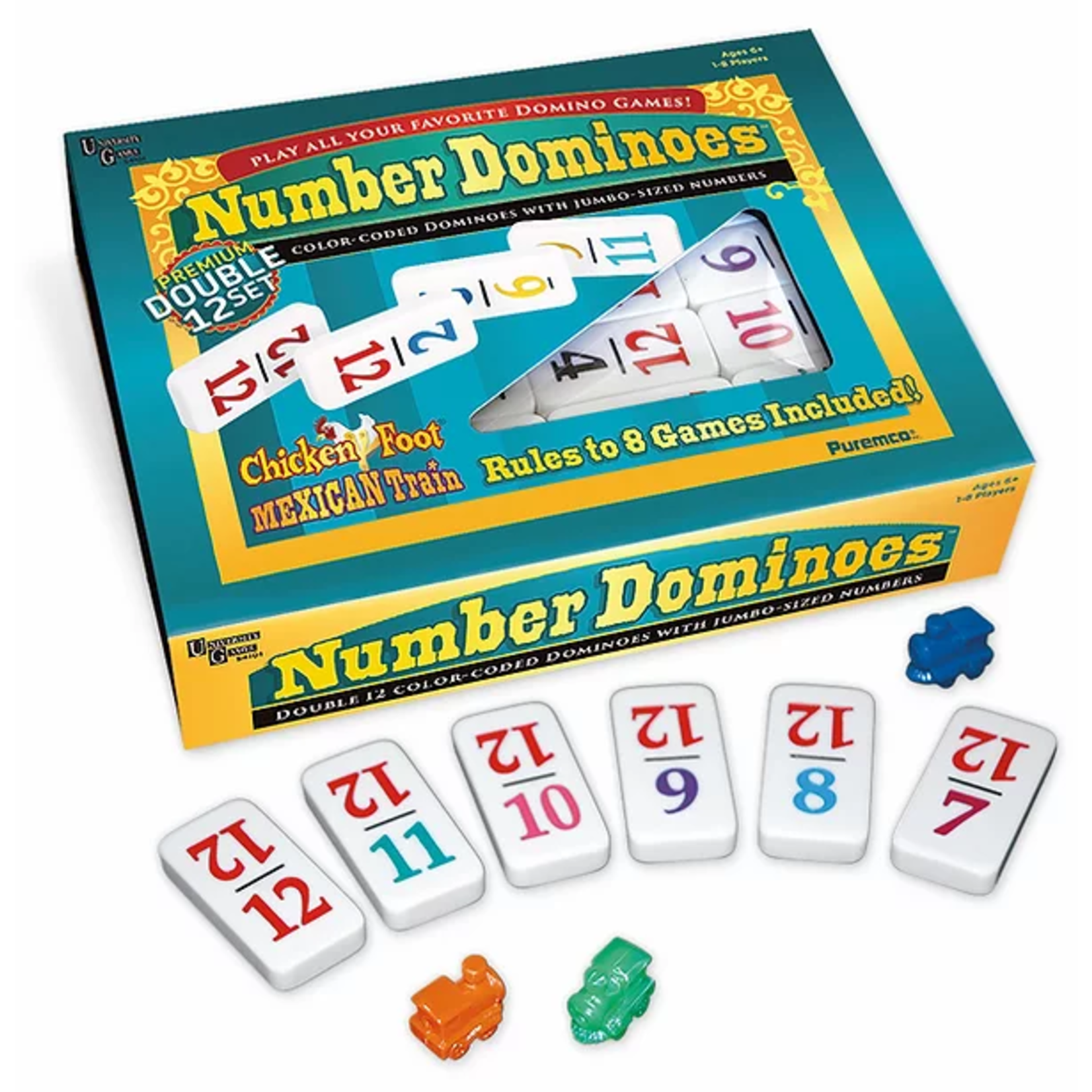 Puremco Color Number, Double 12 Dominoes Professional Size Set (UG)