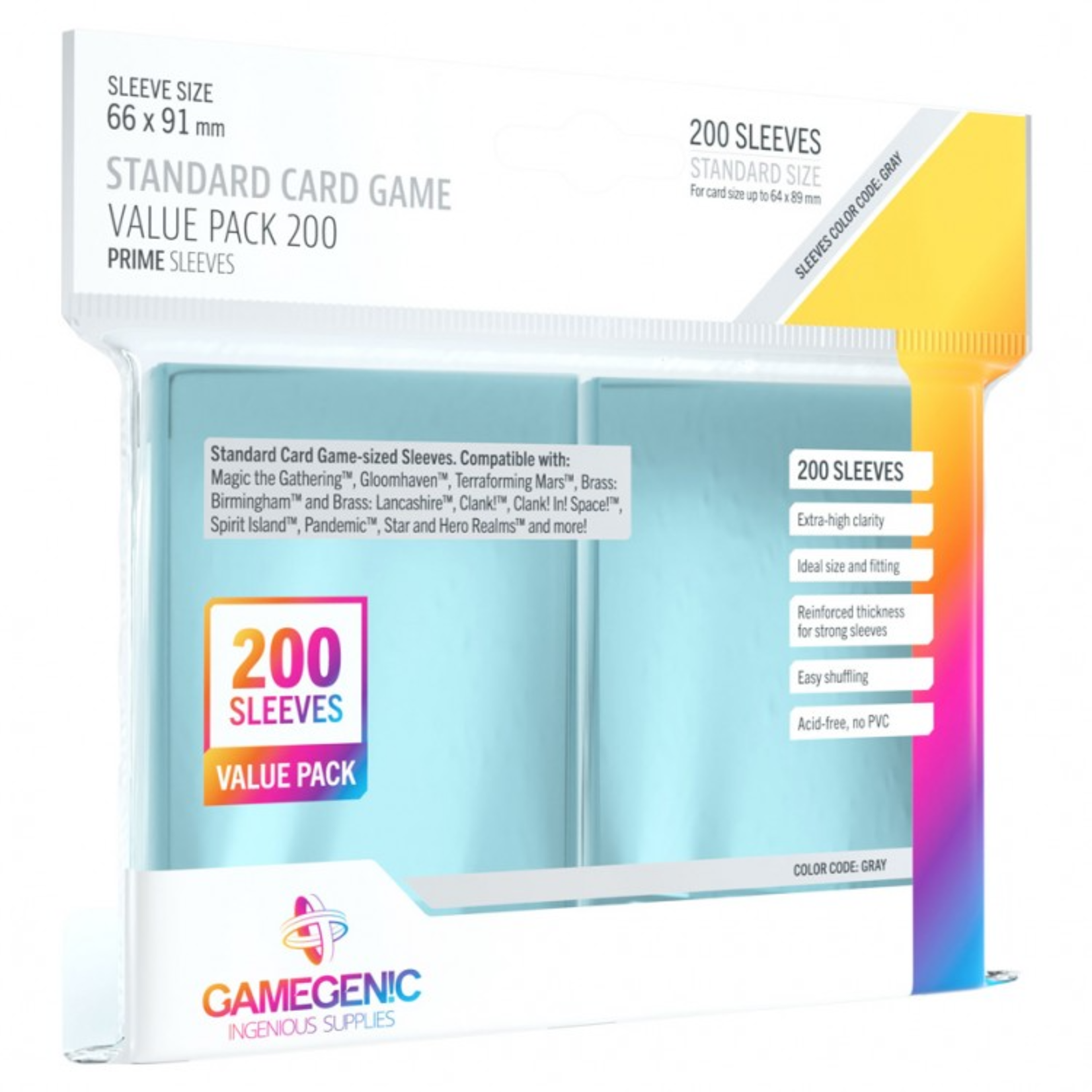 Gamegenic Card Sleeves: Standard, Clear (200 Count)