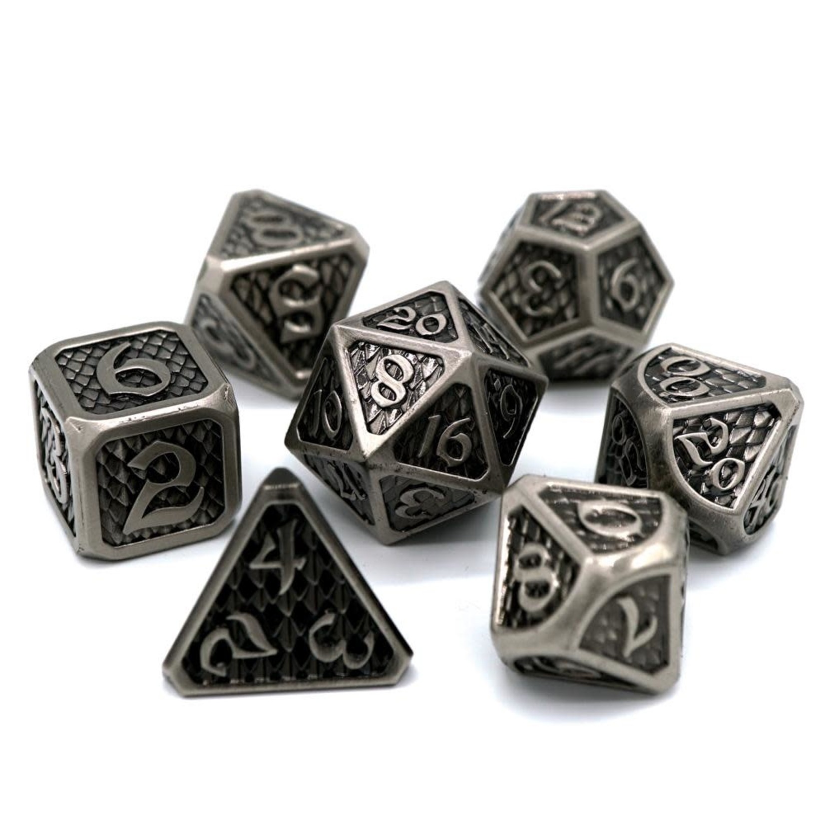 DHD 7-Piece Dice Set: Drakona Eldric Argentum