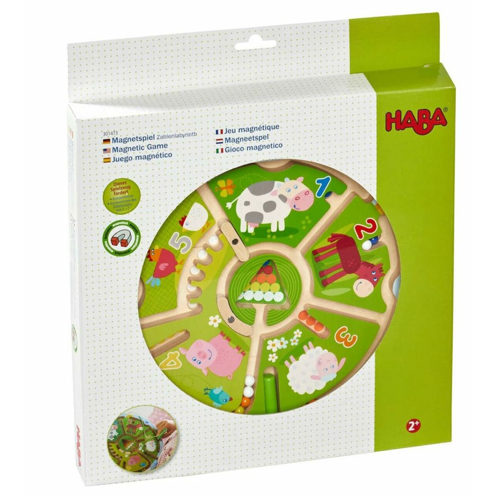 Haba Number Maze (Farm Animals, Wooden, Magnetic)