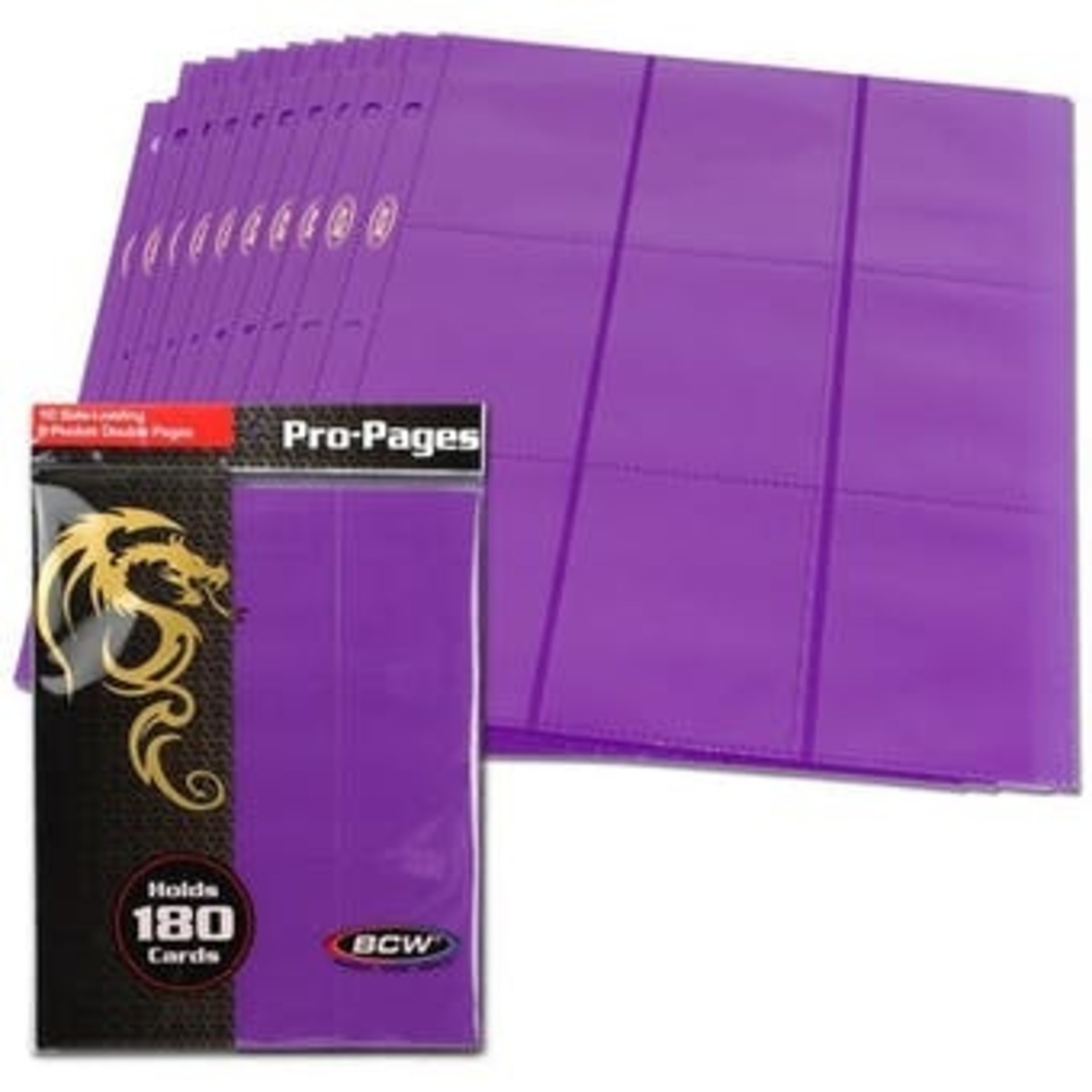BCW 18 Pocket Pages Side Loading Pro Purple (10)