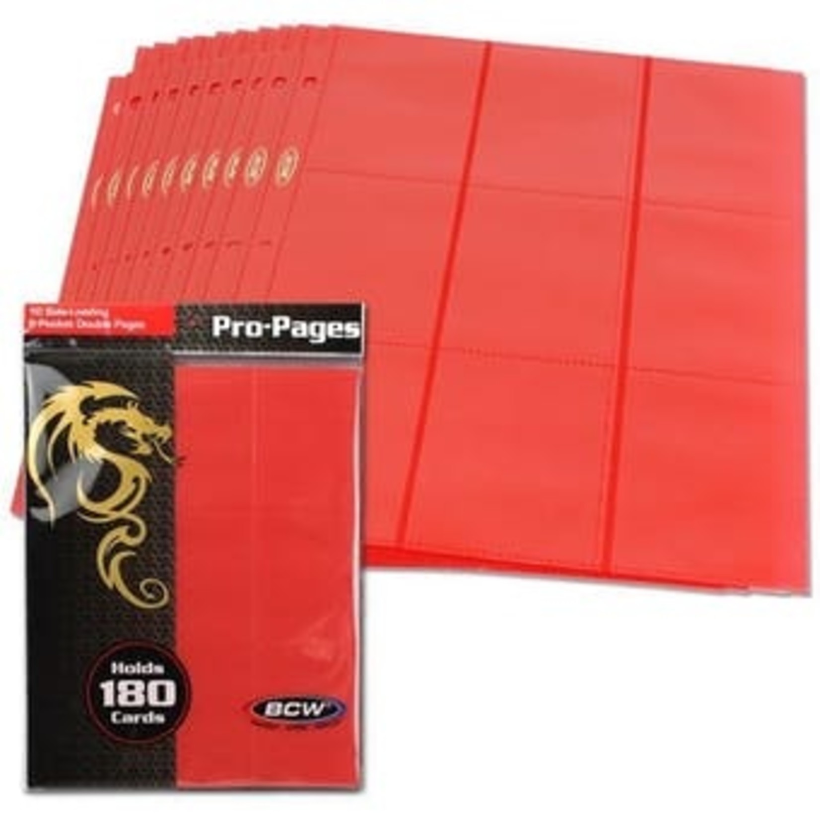 BCW 18 Pocket Pages Side Loading Pro Red (10)