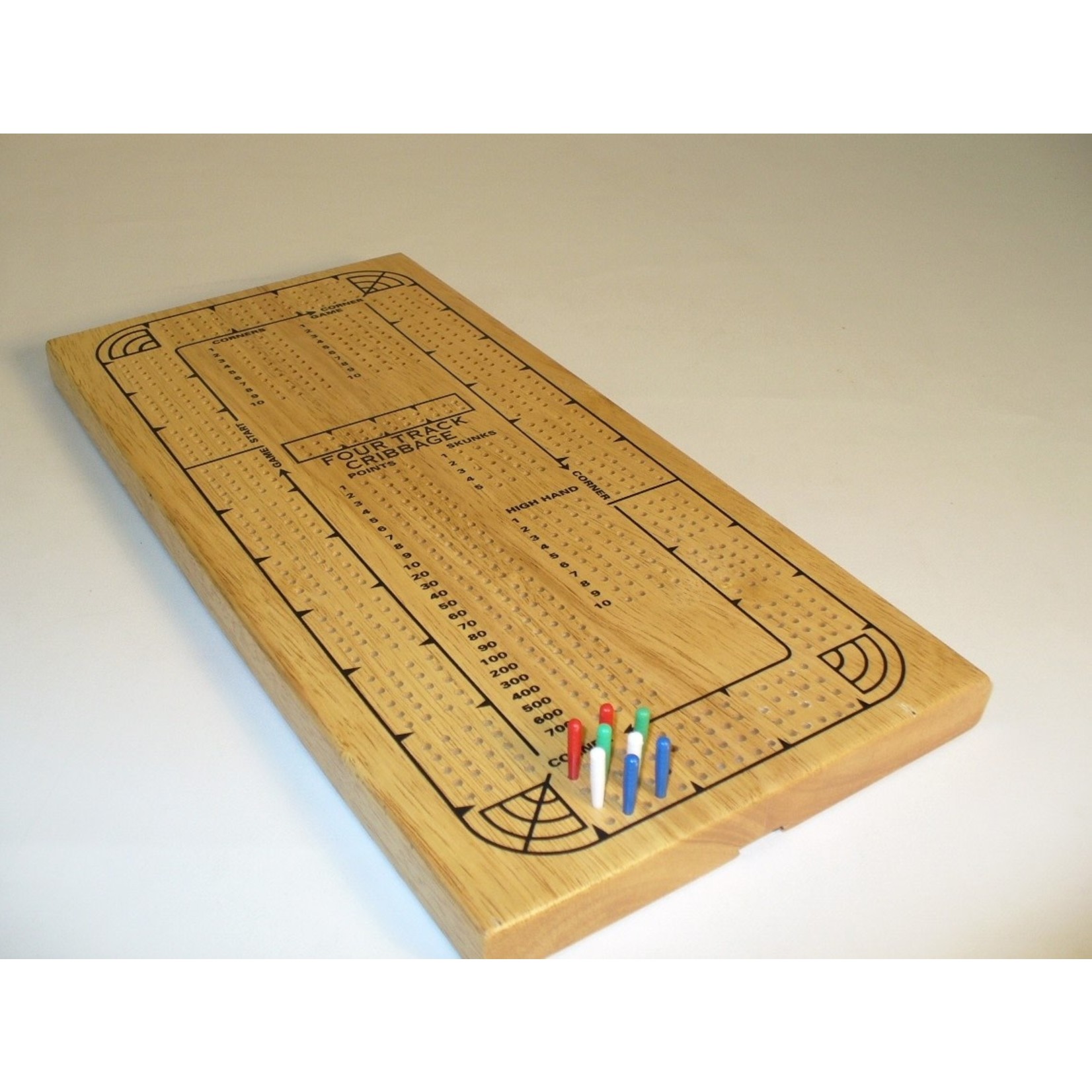 Worldwise Imports 4-Track Cribbage Board (Natural Wood)