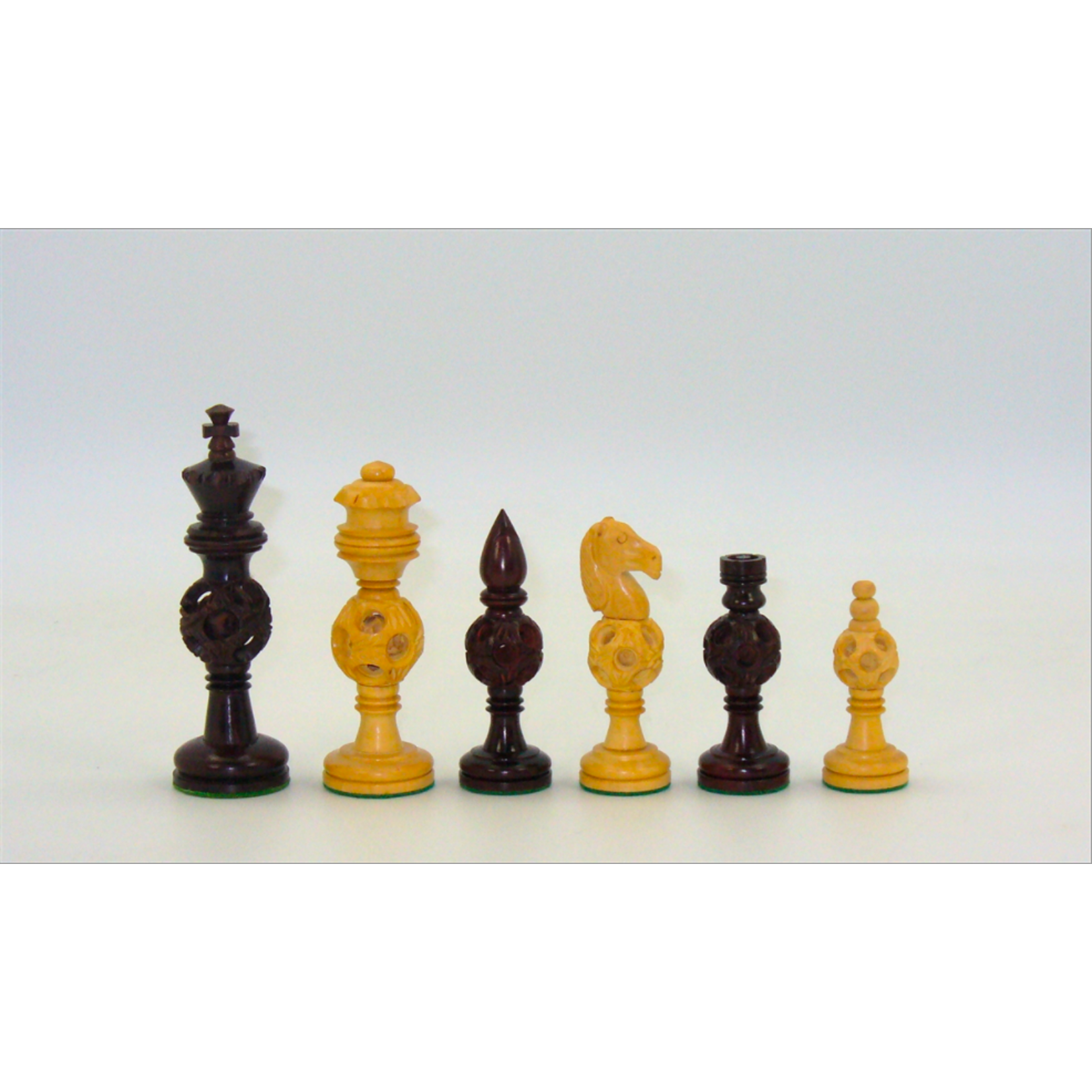 Worldwise Imports Chess Pieces 5" Bud Rosewood Concentric Ball
