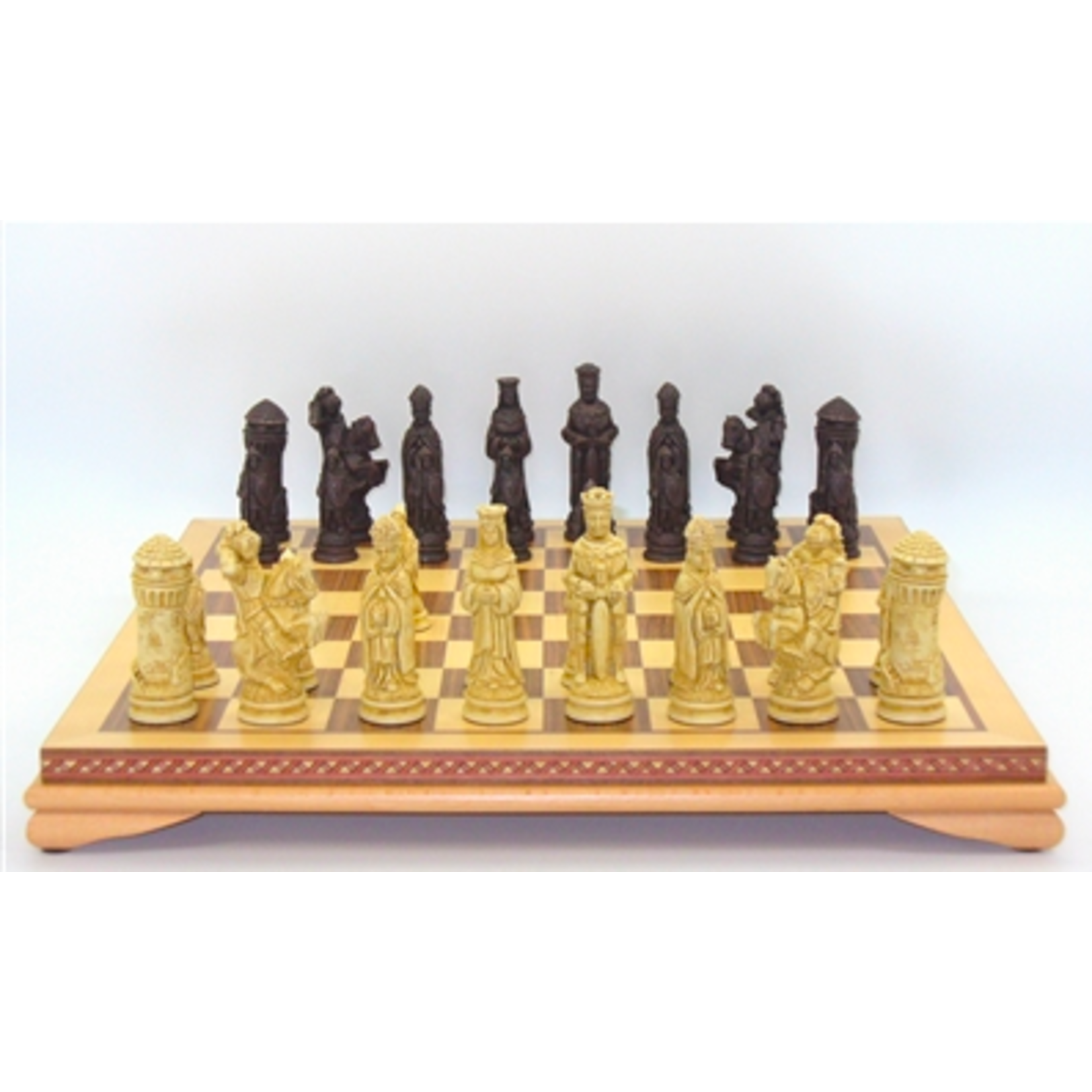 Worldwise Imports Chess Set 4.25" Resin Camelot w/ Walnut/Maple Board