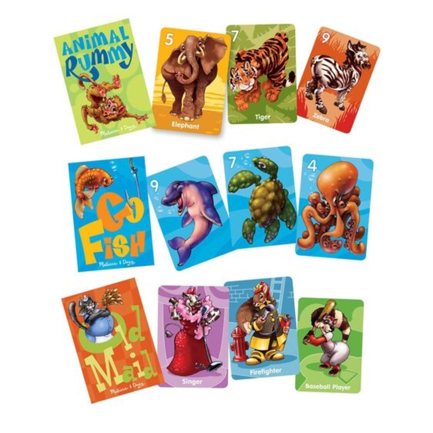 Melissa and Doug Classic Card Game Set: Old Maid, Go Fish, & Animal Rummy