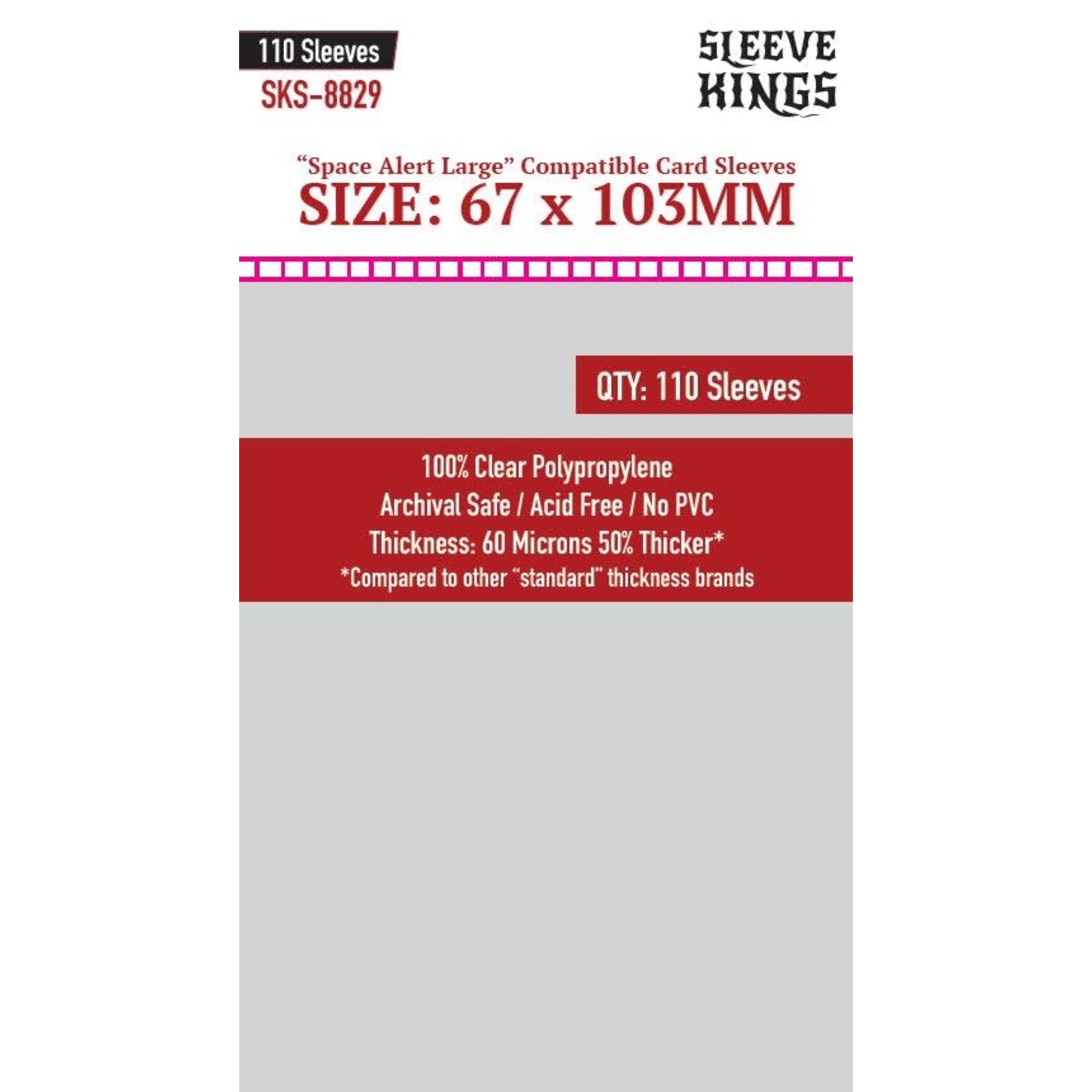 Sleeve Kings Card Sleeves: "Space Alert" Compatible, Large (67x103mm, 110 Count)