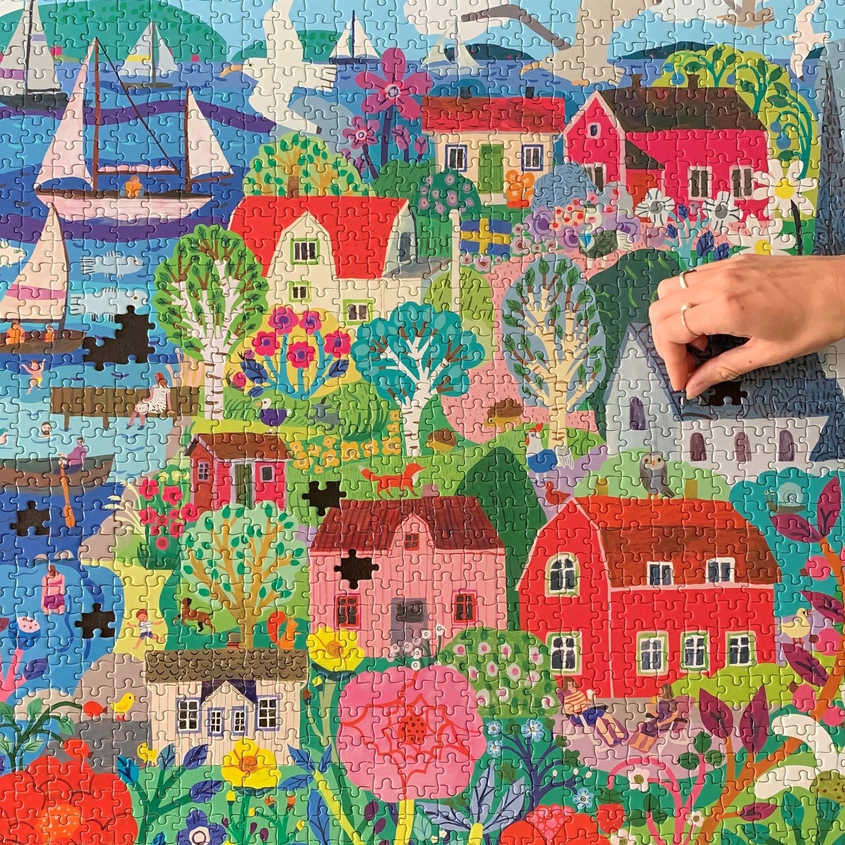 Eeboo Swedish Fishing Village, 1000-Piece Jigsaw Puzzle